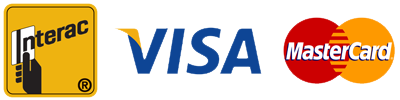 We accept Interac, Visa and Mastercard